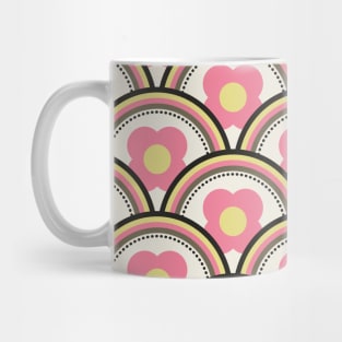 Retro Waves and Flowers Pink and Yellow Mug